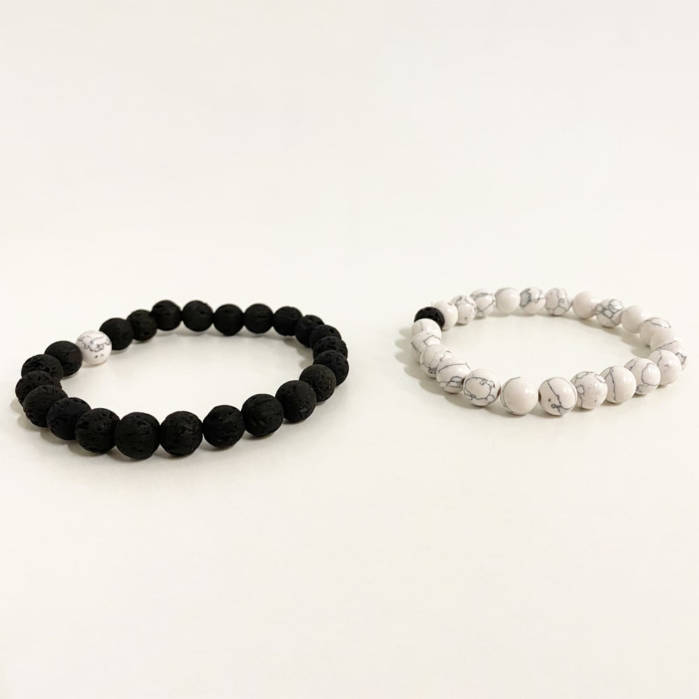 Black and White Lava Stone Bracelet